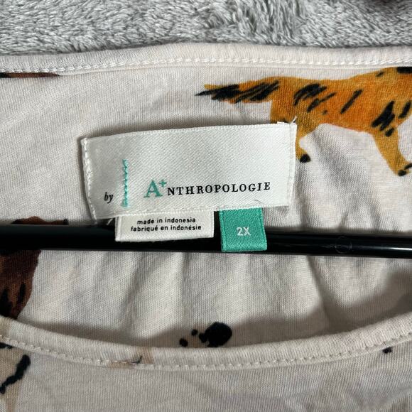 Anthropologie Dog Lover Graphic Tee Whimsigirl Cottagecore Petcore Puppies 2X - Picture 5 of 6